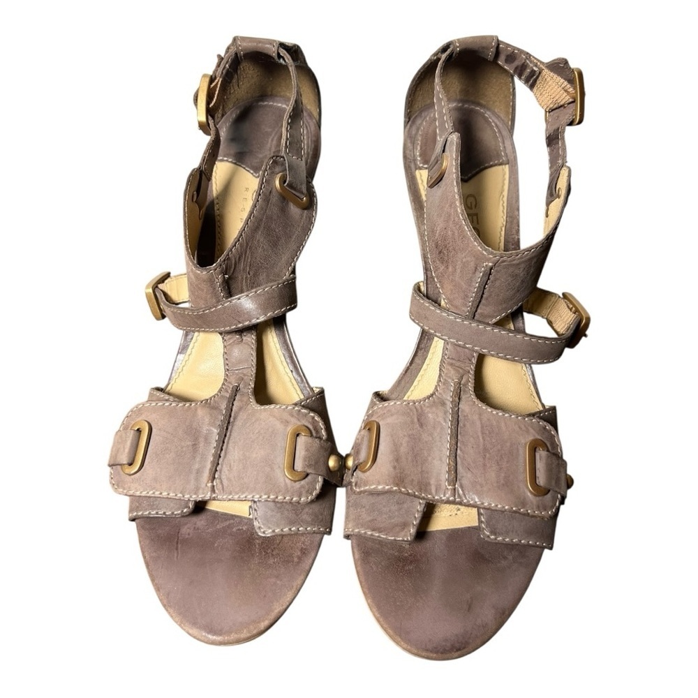 Geox Brown Leather Sandals with Buckle Detail